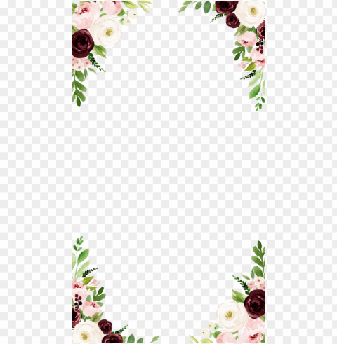 maroon floral wedding border - transparent garden borders clipart Alpha channel PNGs