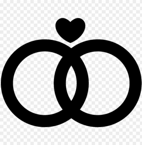 marriage rings couple with a heart vector - wedding rings icon PNG image with no background