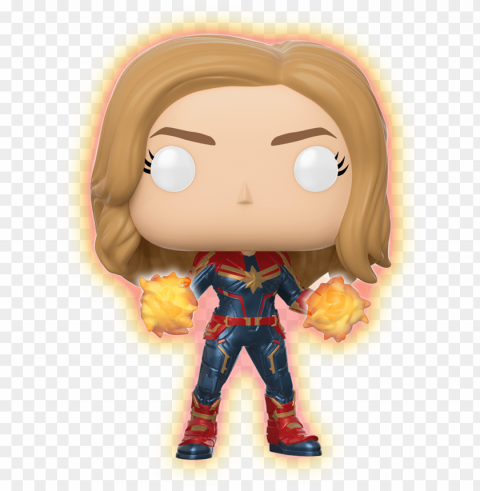 Marvel - Cm - Captain Marvel - Glowing Hands - Walmart - Funko Pop Captain Marvel Glow In The Dark Clean Background Isolated PNG Art