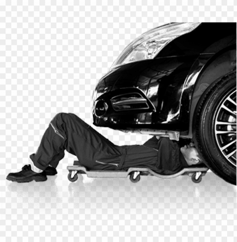 mechanic servicing under a car - car repairs Clean Background Isolated PNG Object