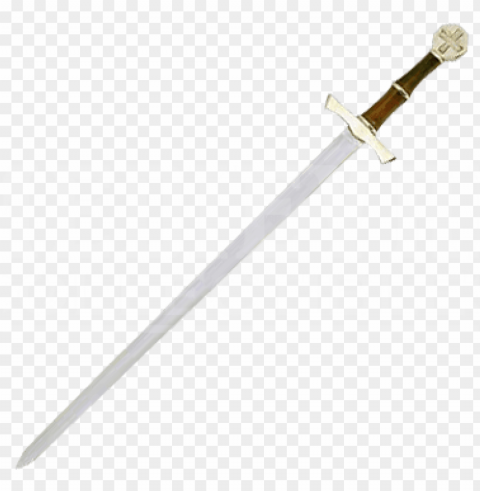 medieval crossed swords brass hilt crusader sword - bastard sword PNG files with no backdrop required