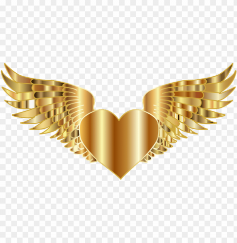 medium image - gold heart with wings Isolated Design Element in PNG Format
