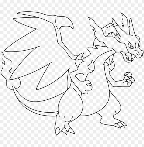 mega charizard drawing - mega charizard x colori Isolated Design on Clear Transparent PNG