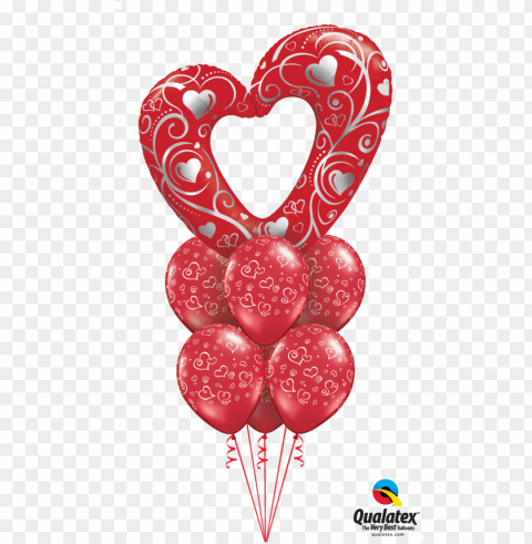 mega heart balloon bouquet - valentine's day balloon bouquet latex Isolated Artwork in Transparent PNG