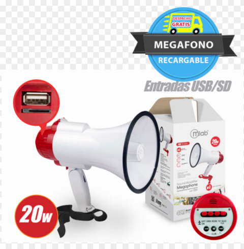 megafono 20 watts recargable HighQuality Transparent PNG Isolated Object