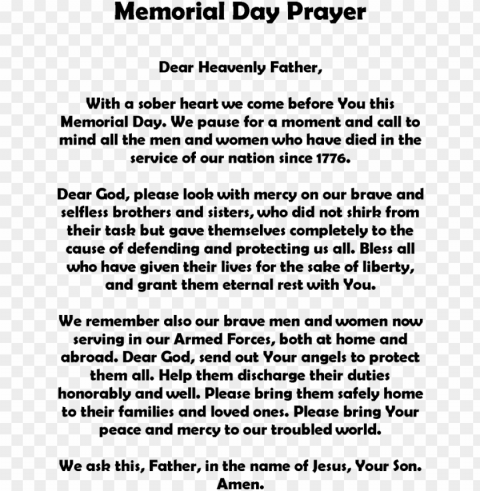 memorial day poems - memorial day prayer PNG with cutout background