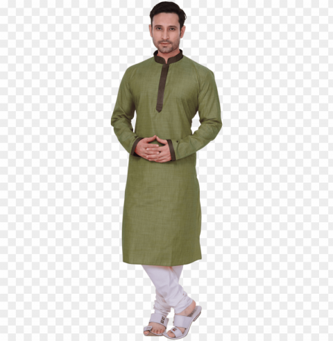 men's kurta with churidar - kurta olive green for me PNG isolated PNG transparent with Clear Background ID cdb86126