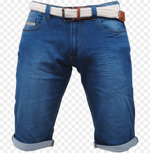 men's stretch jeans short with free belt - pocket Isolated Artwork in HighResolution Transparent PNG