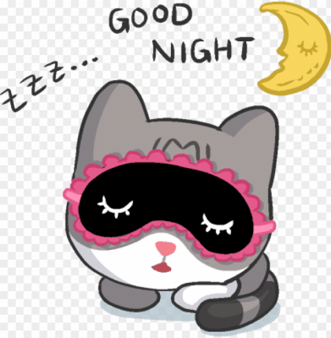 meow the tabby cat messages sticker-3 - good night line sticker Clean Background Isolated PNG Design