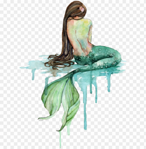 mermaid sticker - watercolor drawings mermaid PNG artwork with transparency PNG transparent with Clear Background ID 4441bf5d