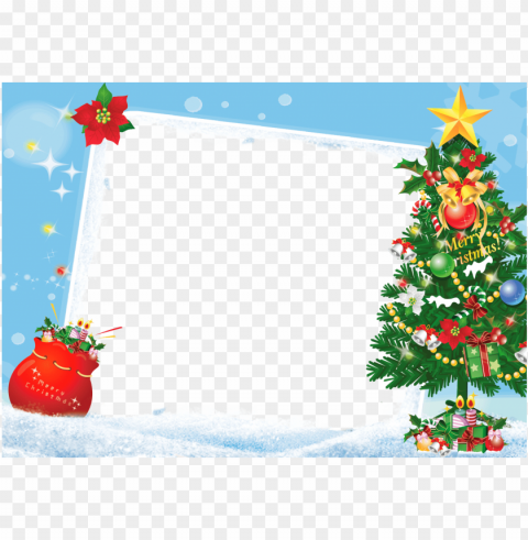 merry christmas frame tree gifts Transparent PNG Object Isolation
