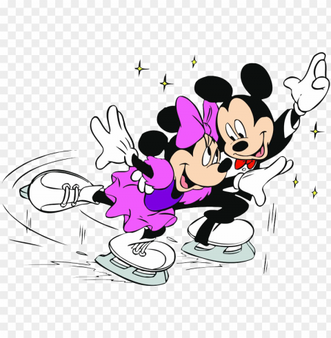 mickey minnie sports clipart - mickey & minnie mouse ice skati PNG with no background required