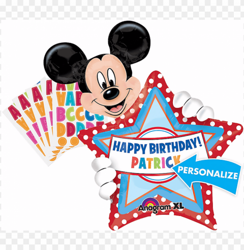 mickey mouse personalized happy birthday balloon - happy birthday mickey mouse PNG with no background free download
