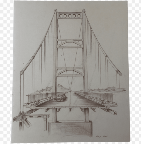 mid century golden gate architectural sketch chairish - golden gate dessi Transparent Background Isolated PNG Item