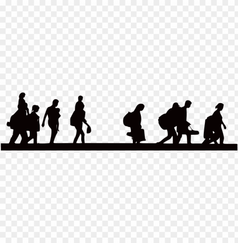 Migration Clipart Immigrant Family - Refugee Silhouette PNG Transparent Designs For Projects