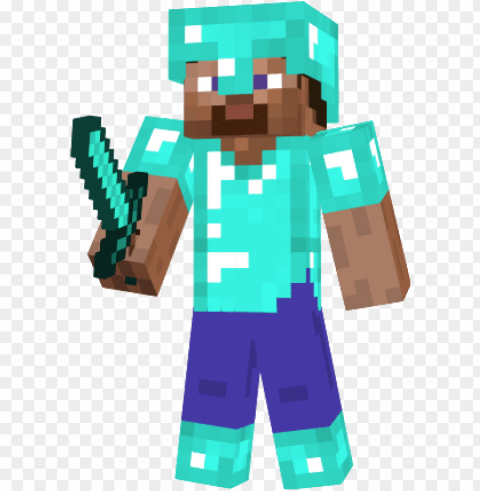 Minecraft Diamond Steve - Minecraft Diamond Steve Paper Craft Isolated PNG On Transparent Background