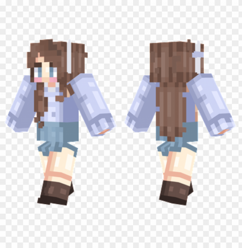 minecraft skins blue gal skin Transparent Background PNG Isolated Graphic