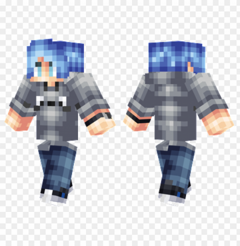 minecraft skins blue hair skin PNG files with transparent backdrop complete bundle