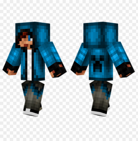 minecraft skins blue hoodie skin Clean Background Isolated PNG Art