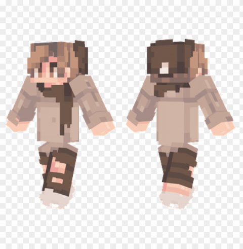 minecraft skins brown scarf skin Transparent Background PNG Isolated Item