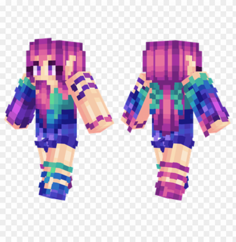 minecraft skins colourful girl skin Isolated Character in Clear Background PNG