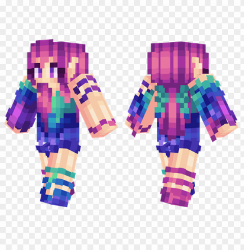 minecraft skins colourful girl skin Isolated Character in Clear Background PNG PNG transparent with Clear Background ID af898330