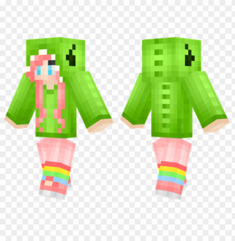 minecraft skins dino girl skin Clear Background Isolated PNG Graphic