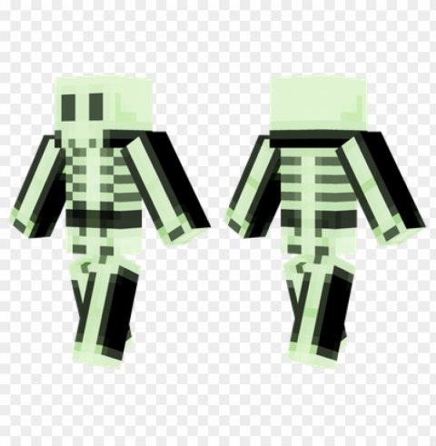 minecraft skins glowing skeleton skin PNG with Clear Isolation on Transparent Background