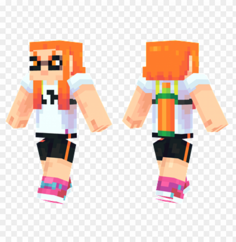 minecraft skins orange inkling girl skin Isolated Object on Transparent PNG