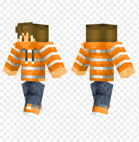 minecraft skins orange stripes skin Isolated Character on Transparent PNG