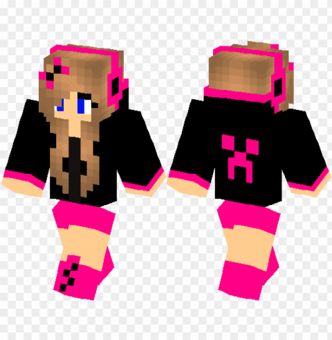 minecraft skins pink creeper girl Isolated Artwork on Transparent PNG