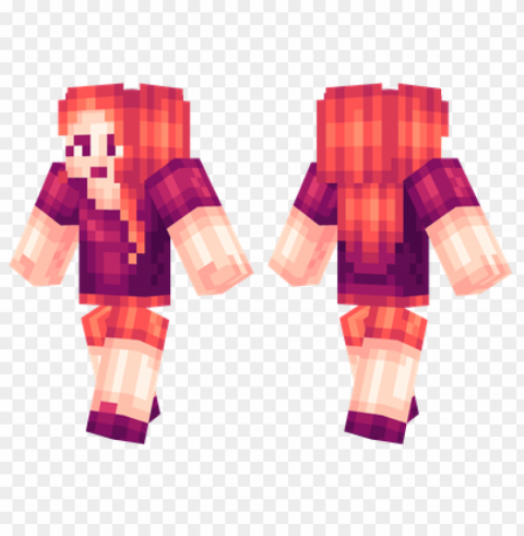minecraft skins plum girl skin Clean Background Isolated PNG Graphic
