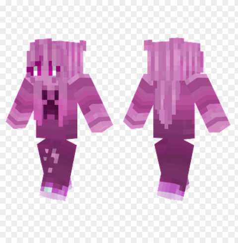 minecraft skins purple creeper skin Transparent Background PNG Object Isolation