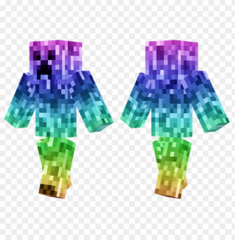 minecraft skins rainbow creeper skin Transparent Background PNG Isolated Design
