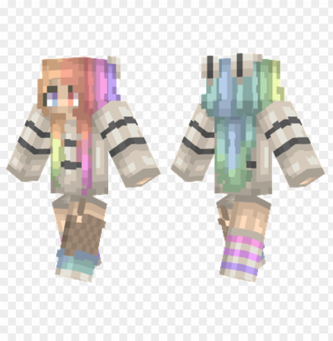 minecraft skins rainbow hair skin Isolated Item with Transparent Background PNG