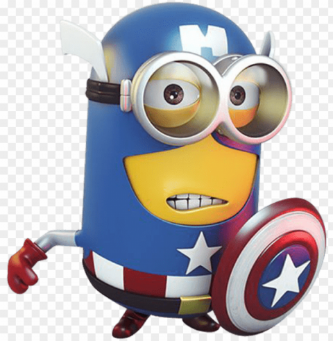 minion captain america - captain minio Isolated Artwork on HighQuality Transparent PNG