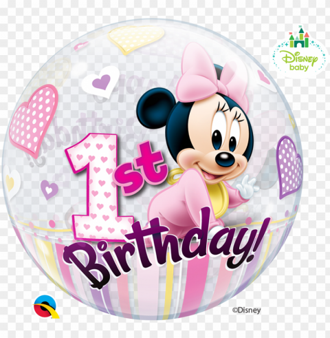 Minnie 1st Birthday Bubble New - Minnie Mouse 1st Birthday Bubble Balloon 22 PNG Images For Banners