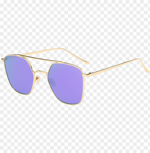 mirrored reflective geometrical metal crossbar sunglasses - lilac Isolated Graphic on Clear Background PNG