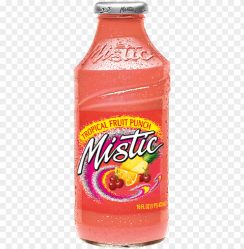 mistic tropical fruit punch juice drink - mistic bahama blueberry 16 fl oz glass bottle Clean Background Isolated PNG Design