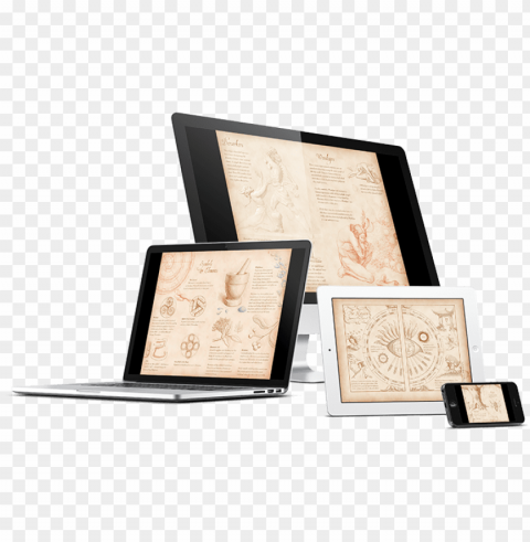 mockup of teen wolf bestiary ebook on various devices - plywood HighResolution Transparent PNG Isolation