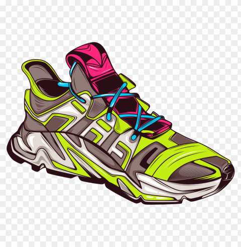 Modern sneaker illustration with pop color PNG transparent icons for web design