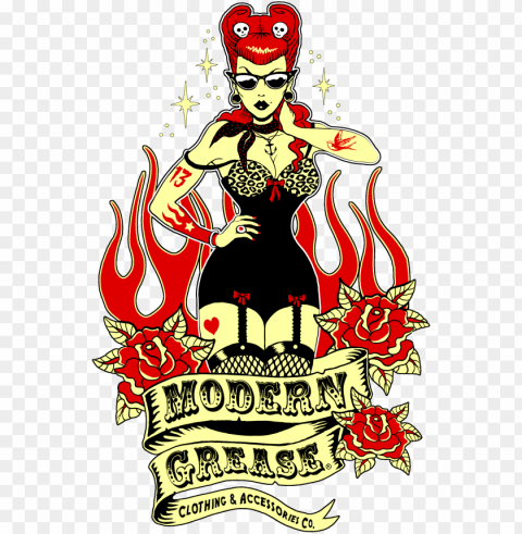 modern grease clothing and accessories company logo - logo rockabilly Transparent PNG Artwork with Isolated Subject