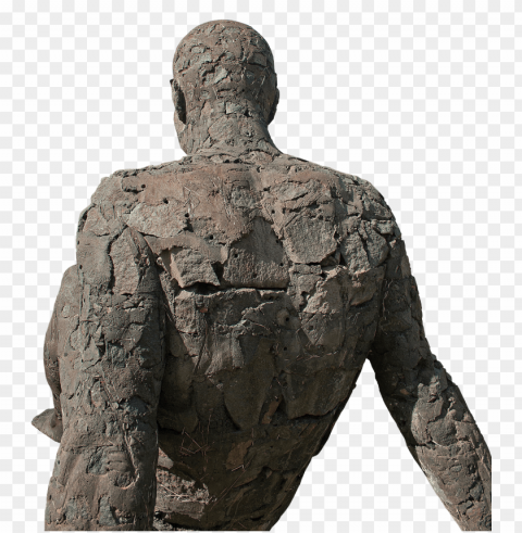 modern statue of a man sitting back Transparent PNG Isolated Element with Clarity