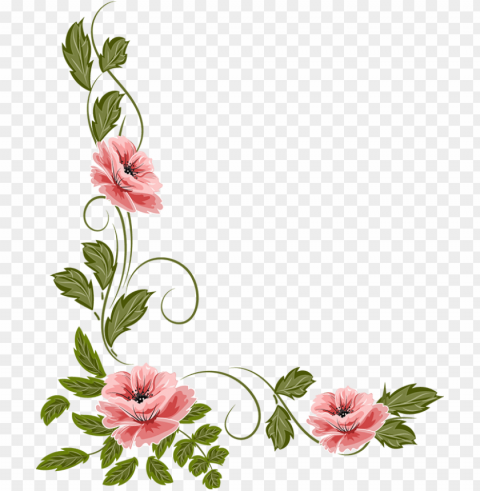 moldura de flores hojas decoradas marco rosa invitación - vectores florales esquinas PNG Image Isolated with Transparent Clarity