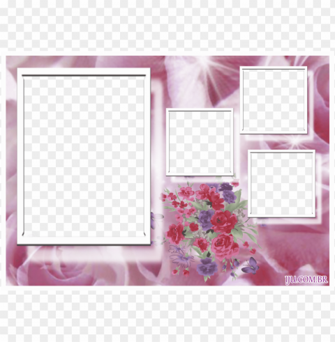 molduras para 4 fotos flores - moldura para 4 fotos de amor Isolated Graphic on HighResolution Transparent PNG