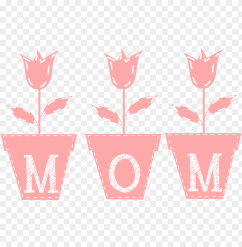 mom tulips - border mothers day clipart Isolated Design Element in PNG Format