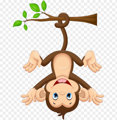 monkey cartoon free photo clipart - cartoon monkey hanging from tree PNG Image with Isolated Artwork
