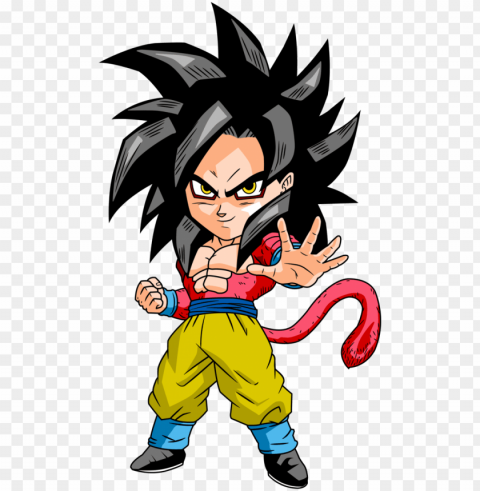 monkey chibi - goku super saiyan 4 chibi Isolated Object with Transparency in PNG