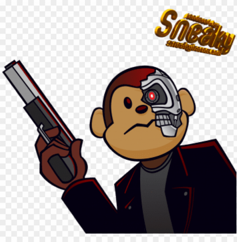 monkey clipart gangster - monkey animated with gu HighQuality Transparent PNG Isolated Artwork