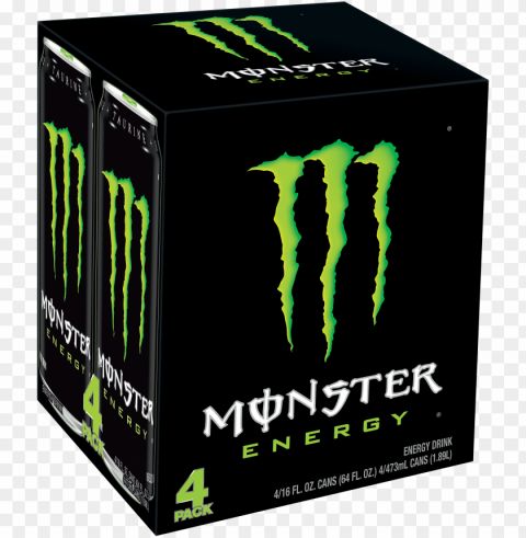 monster original energy drink 16 fl oz 4 ct - logo monster energy vectorizado Transparent PNG Isolated Graphic with Clarity
